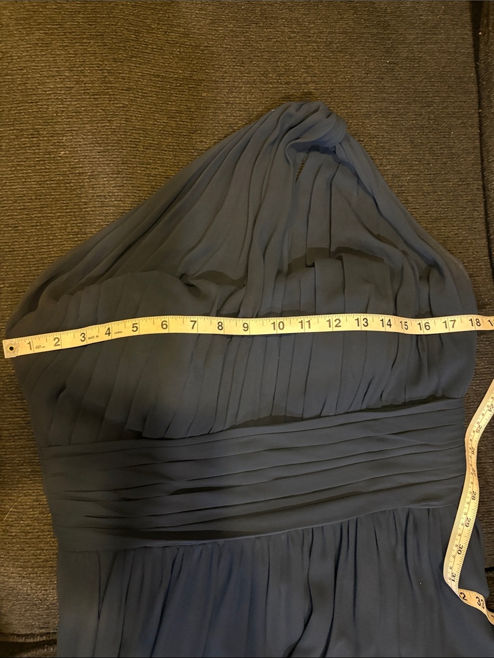 Camille La Vie One-Shoulder Navy Blue Chiffon Gown-Size 10 - Picture 11 of 16